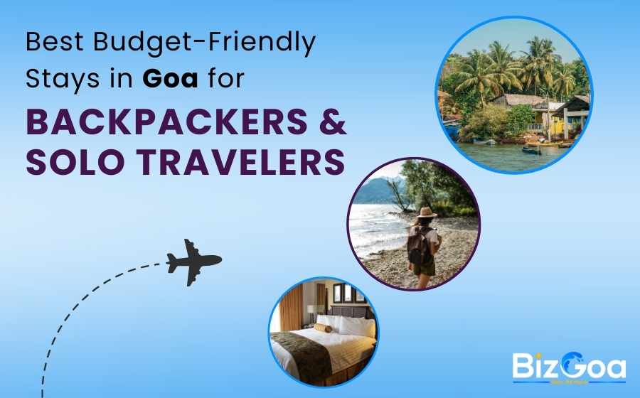 A solo backpacker at a beachside hostel in Goa enjoying sunset views on a budget stay in North or South Goa