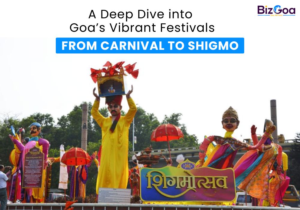 Colorful Goa Carnival parade with dancers and floats during festival celebration